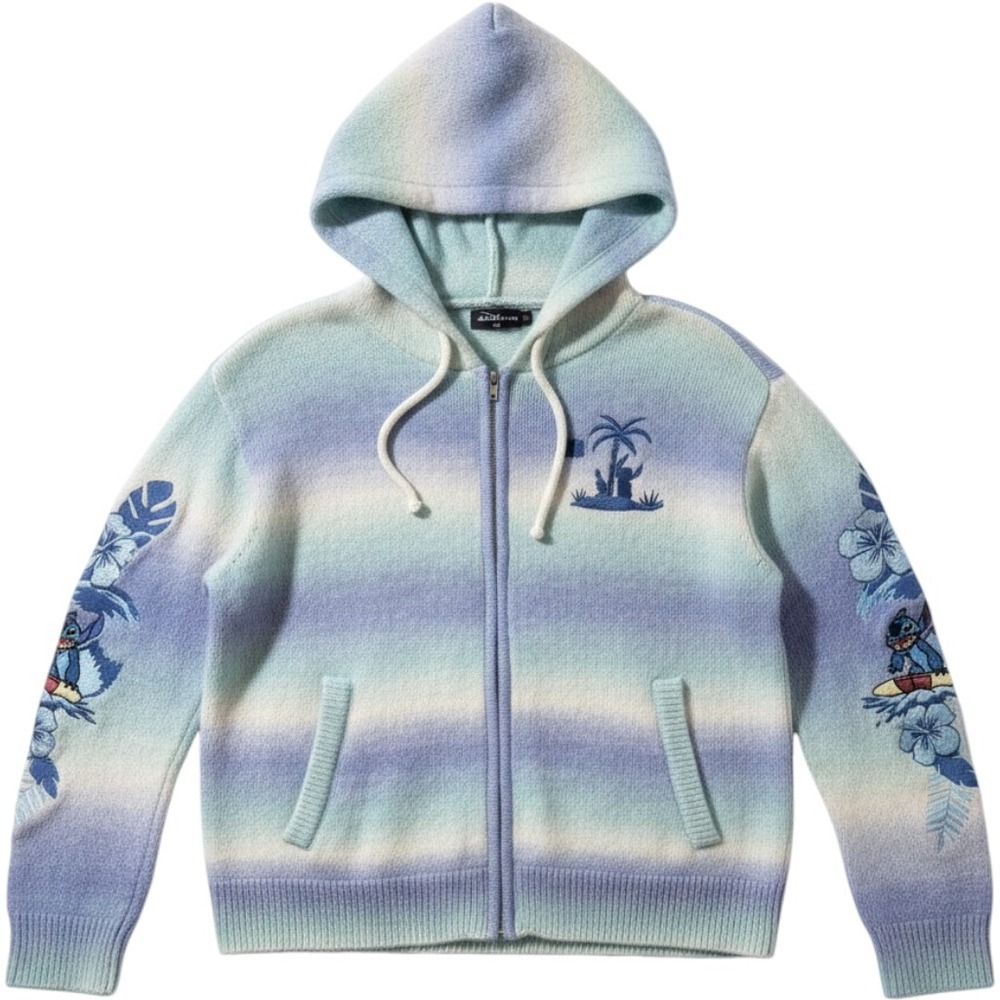 Disney Her Universe Lilo & Stitch Ombre Knit Zip Up Hoodie Blue Purple Small